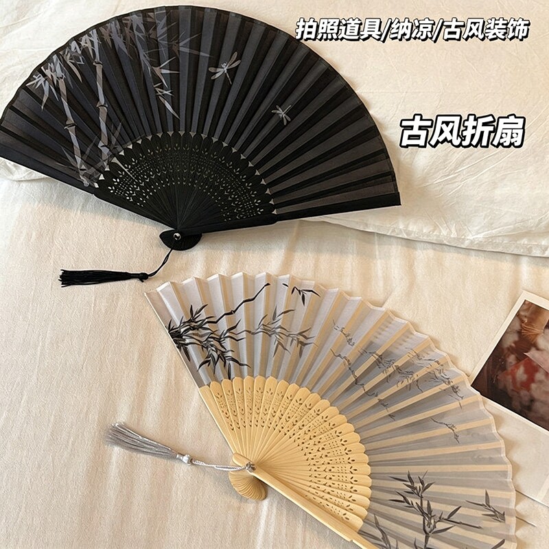 古风扇子折扇国风汉服女旗袍舞蹈跳舞学生随身折叠小扇多规格