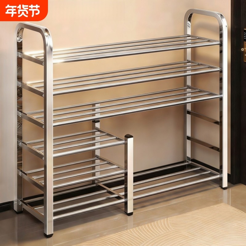 不锈钢简易鞋架家用多层室内鞋子收纳架宿舍门口出租房鞋柜结实