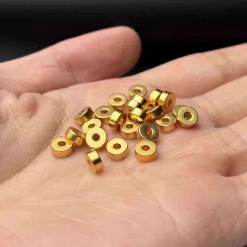 古法24K直切925黄金色隔片厚隔珠保色文玩手串配珠垫片合金沙金
