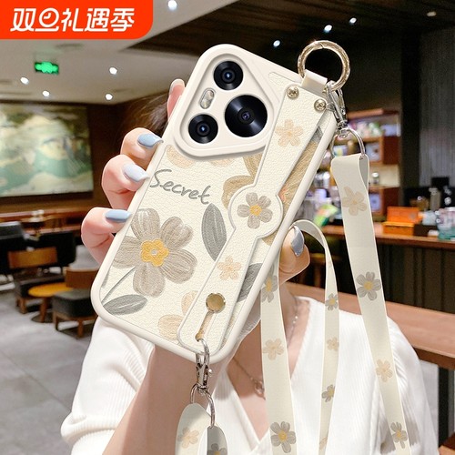 手机壳适用于华为Pura70新款pura70Pro简约花朵p70ultra腕带p60可背带p50斜挎挂绳p40畅享60女生保护套pro