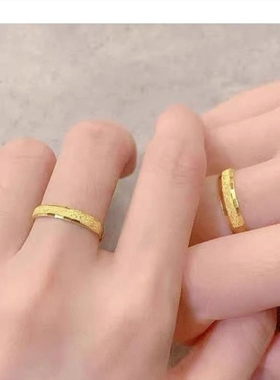爆款18k花黄金色戒指女三生三世活口戒指调节镀金指环男女友礼物