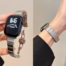 适用苹果手表表带iWatch10代女款金属Applewatchs9高级感s8SE夏天41透气7小蛮腰质感男链式Ultra创意时尚细款