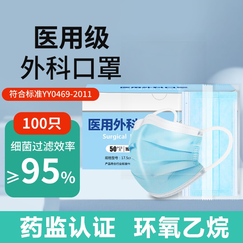 医用外科口罩一次性医疗成人三层防护正规官方正品灭菌级独立包装