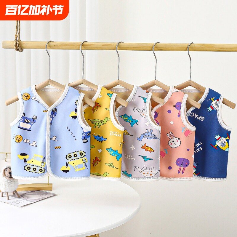儿童加绒马甲秋冬新款婴幼儿保暖背心宝宝加厚坎肩男童女童开衫