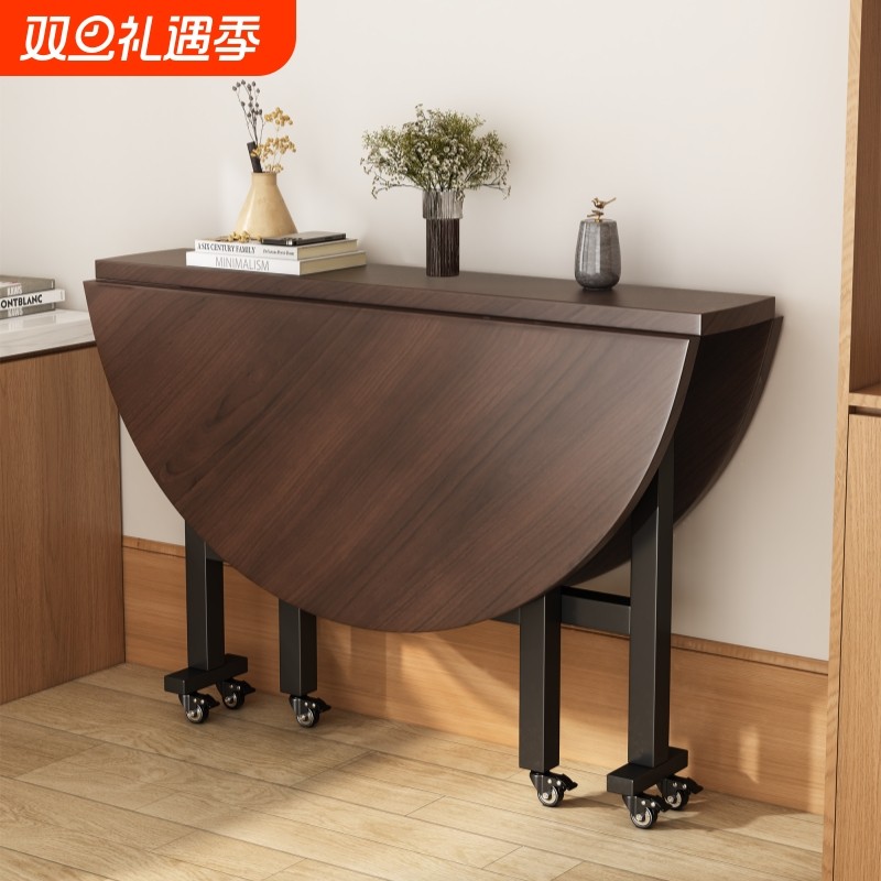 折叠桌可移动圆形桌子餐桌饭桌家用小户型农村折叠大圆桌转盘阳台