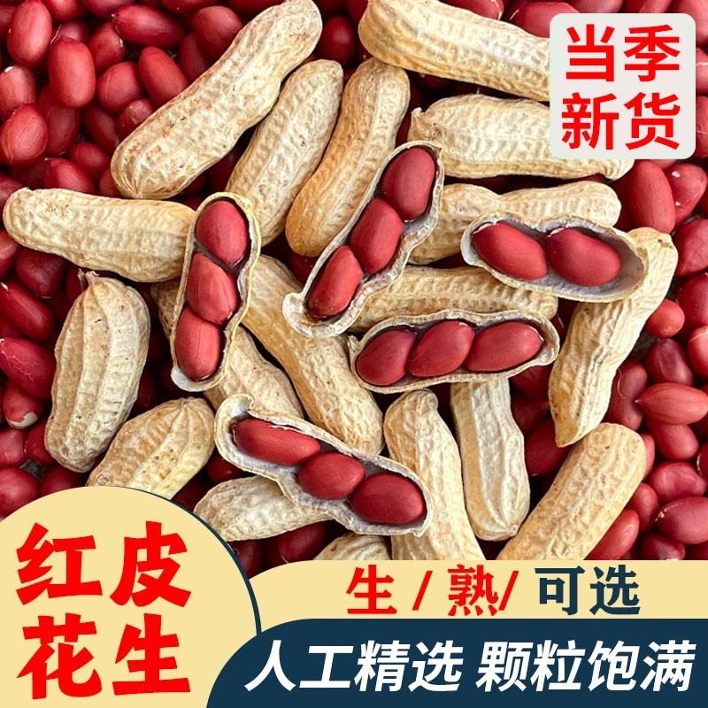 东北红皮花生2025年新货新鲜晒干四粒红花生米生熟小包装带壳年货,零食/坚果/特产,花生,淘宝优惠券,粉丝福利购,淘宝优惠卷