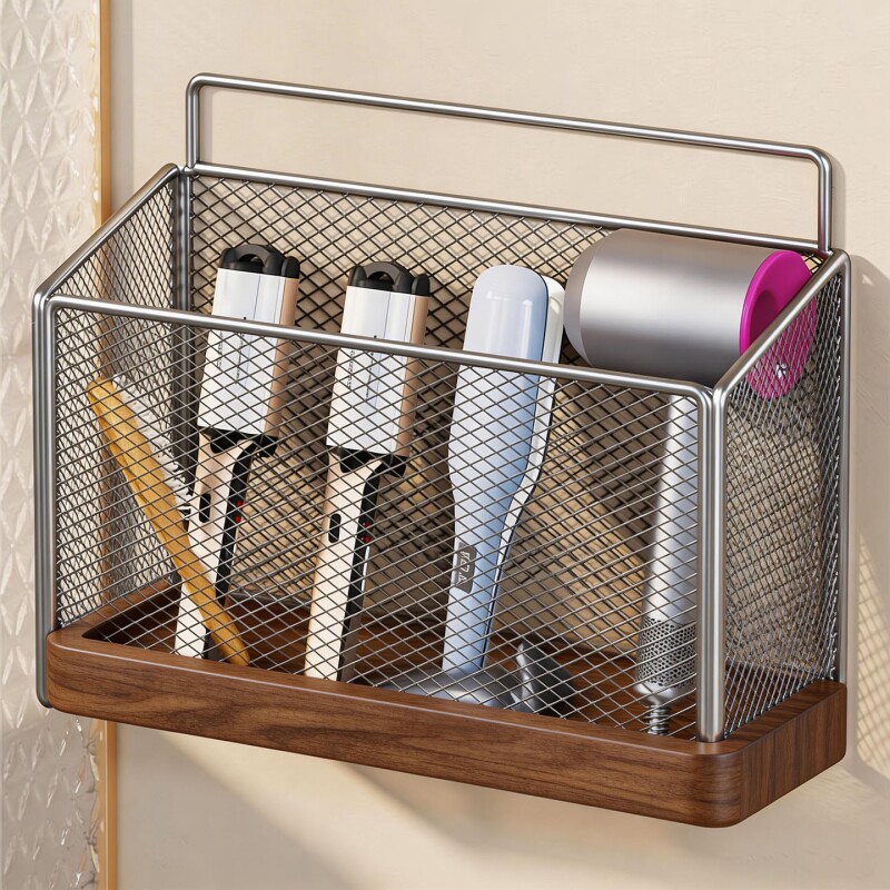 卫生间置物架洗手间浴室护肤品吹风机储物架免打孔卫生巾收纳架子