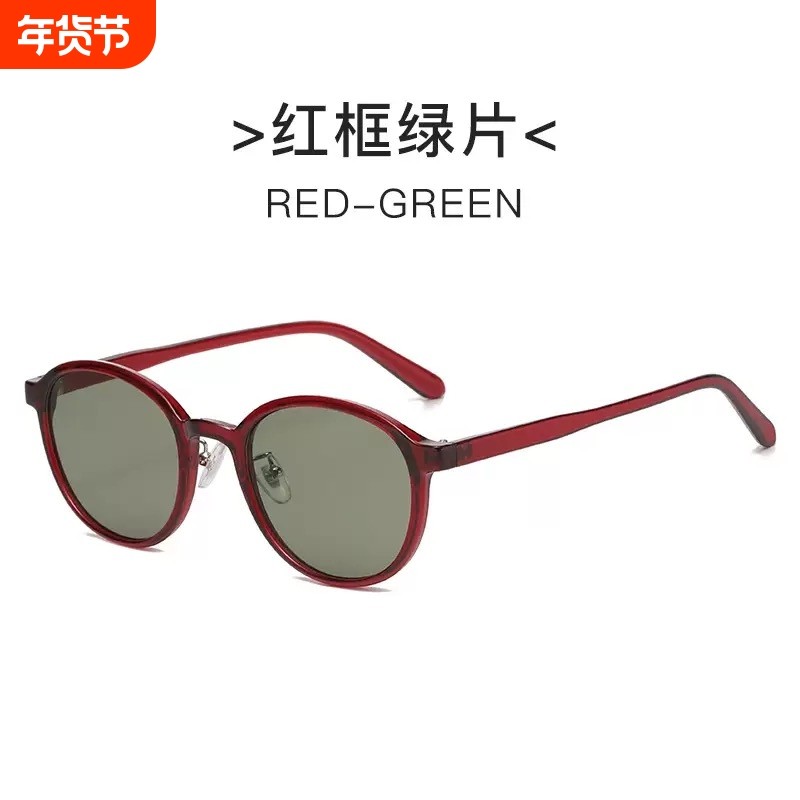 小框有鼻托小脸墨镜女潮板材适合高度数小圆框太阳镜防晒眼镜