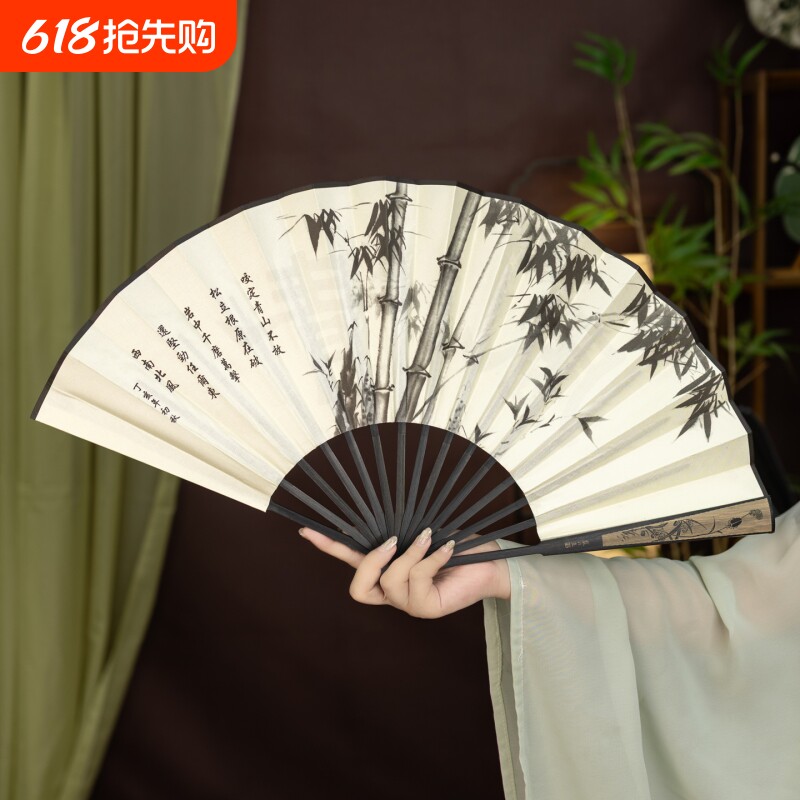 国风扇子折扇便携绢布大男扇易开合拍照儿童表演舞蹈扇字画折叠扇