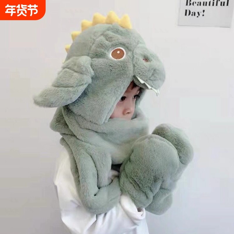 耳朵会动毛绒一体帽儿童帽子围巾手套三件套冬季男女宝宝保暖防风,童装/婴儿装/亲子装,帽子,淘宝优惠券,粉丝福利购,淘宝优惠卷