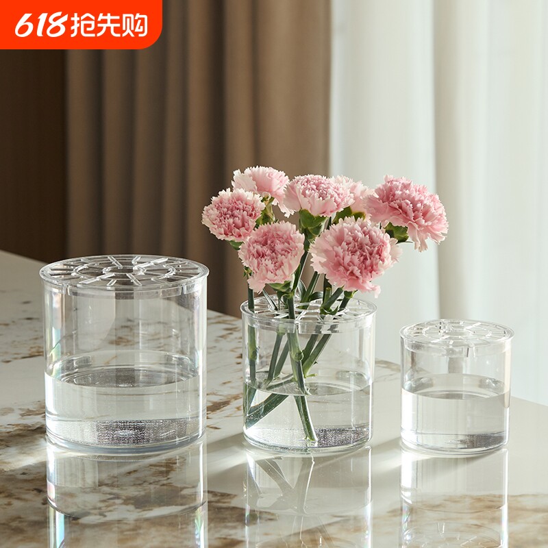亚克力防摔花瓶水养水培插花富贵竹透明直筒亚克力鲜花装饰客厅小