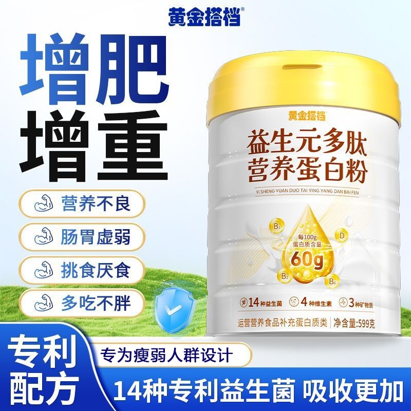 黄金搭档益生元增肥增重蛋白粉599g高含量蛋白质瘦子快速长肉蛋白