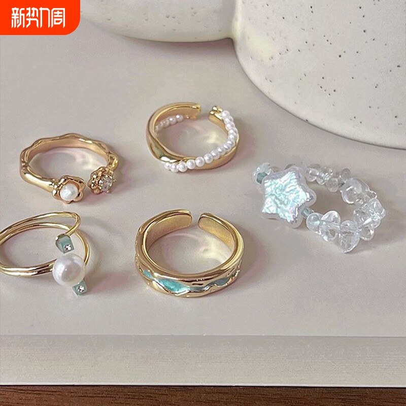 2025新小众珍珠珐琅戒指女韩版设计高级滴釉轻奢指环ins风超精