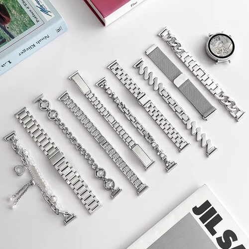 适用华为gt4/gt5表带gt3色watch3pro不锈钢金属gt2个性时尚荣耀magic2替换手链式es创意42/46mm磁吸数码单圈