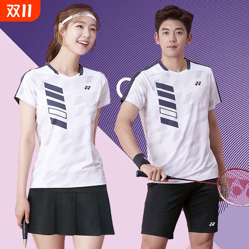 速干男女羽毛球服短袖短裙运动套装百褶裙网球跑步比赛训练套装