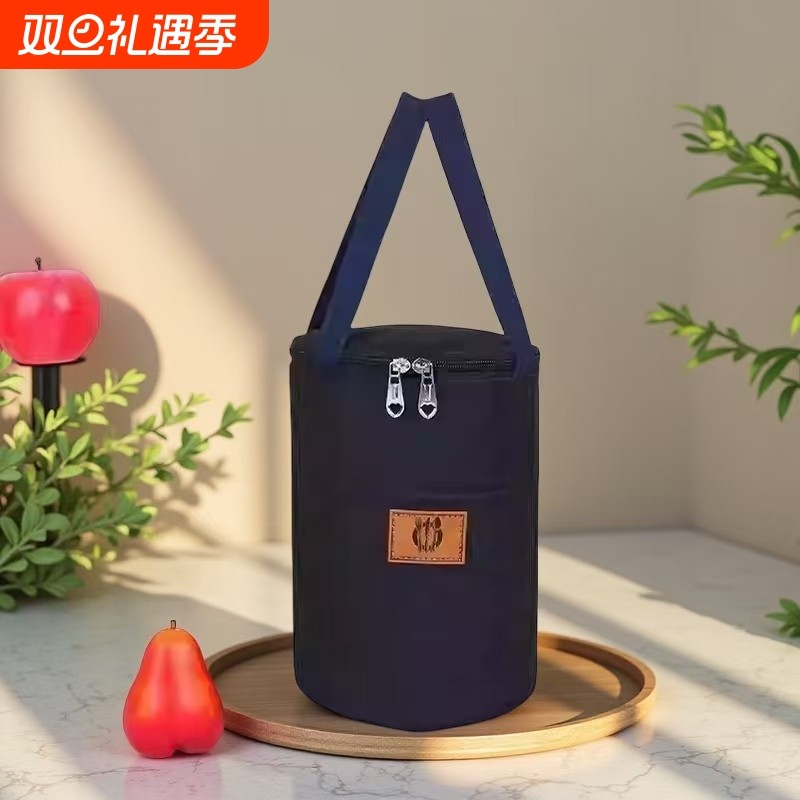 饭盒手提包圆形保温袋铝箔加厚便当包上班族学生带饭大容量手拎筒
