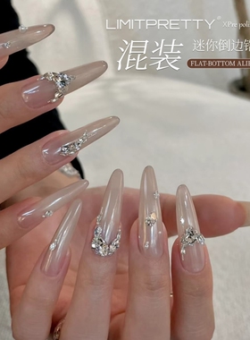美甲白色锆石爆闪平底钻网红爆款组合高端钻饰小雪花装饰超闪饰品