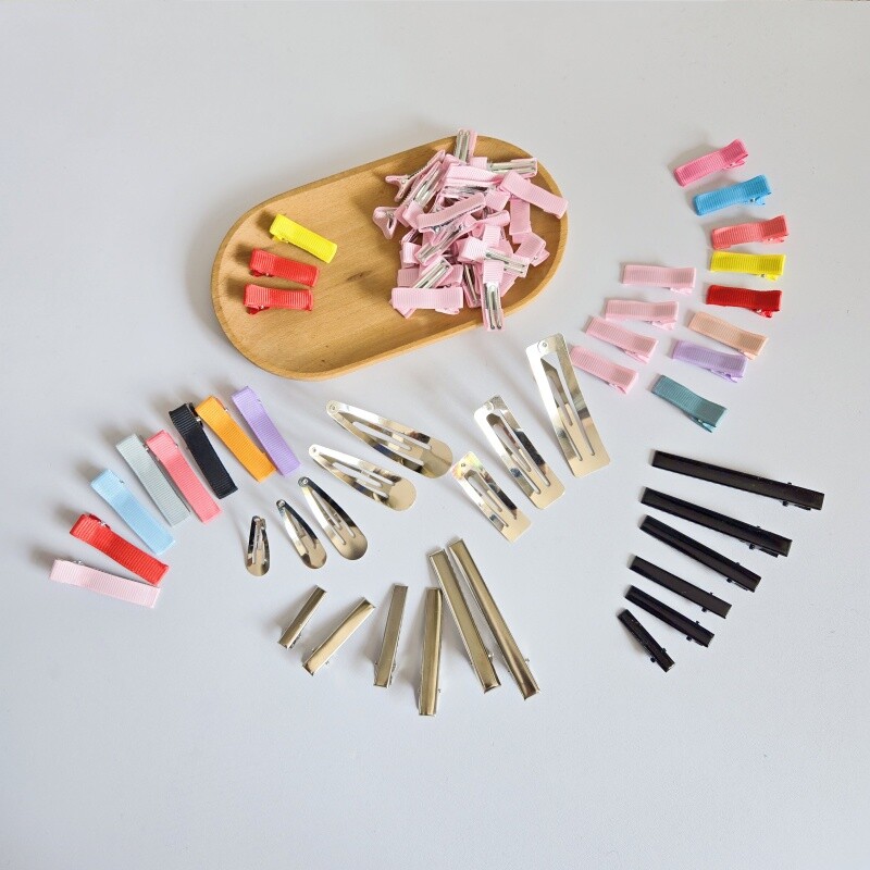 鸭嘴夹diy手工发夹发卡发饰品配件粘黏土材料包加厚边夹BB夹半包