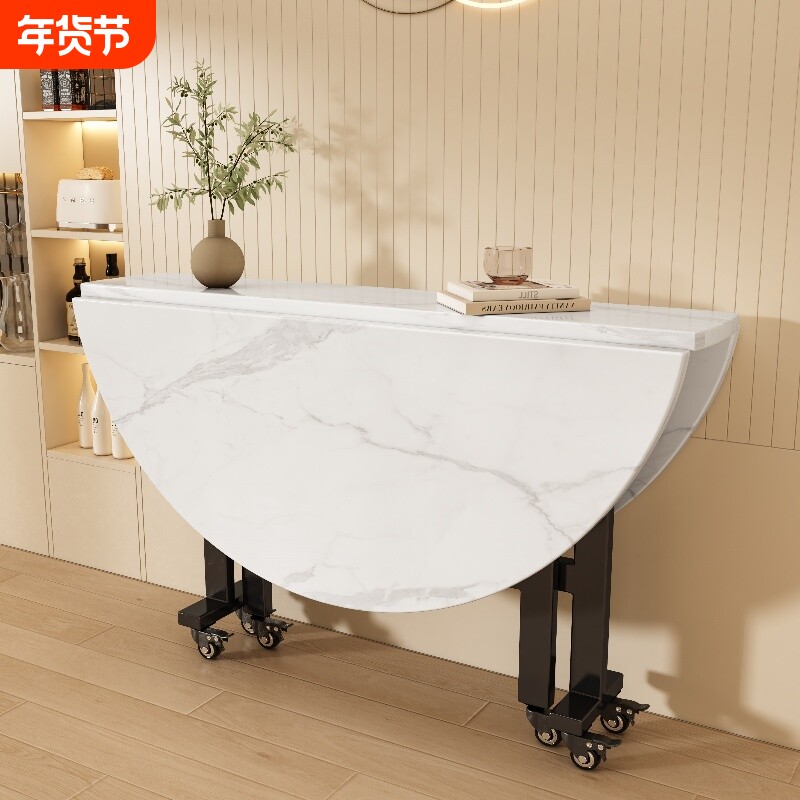 折叠餐桌家用圆桌小户型饭桌移动出租房可折叠带转盘多功能桌面