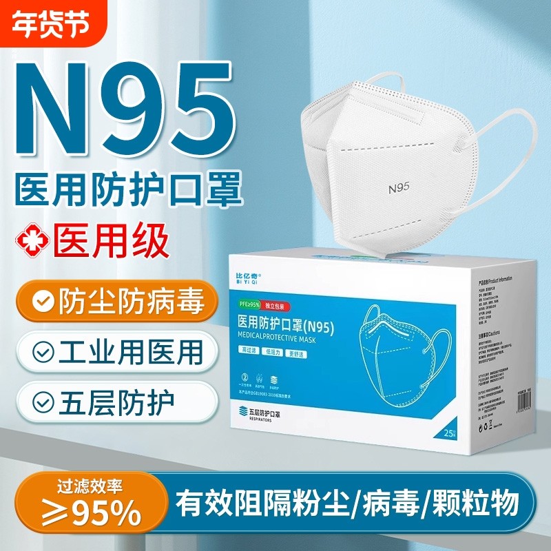 n95级医用防护口罩一次性医疗单独包装外科工业防粉尘防尘肺成人