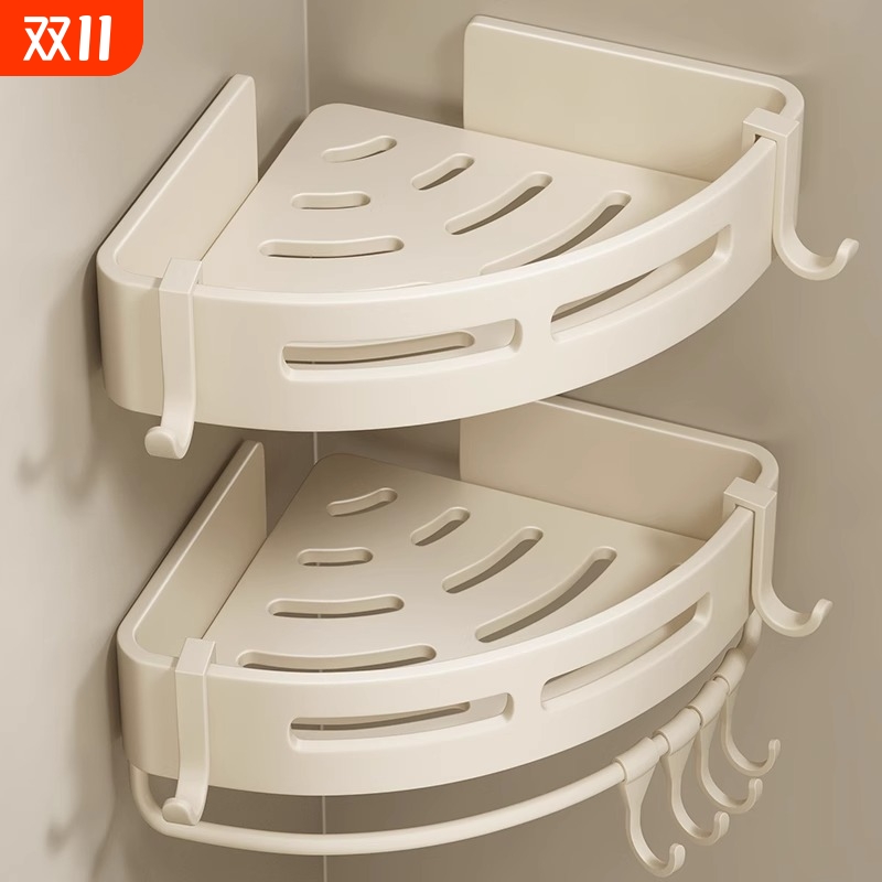 免打孔卫生间三角篮浴室置物架厕所墙上收纳架子吸盘墙角沐浴露