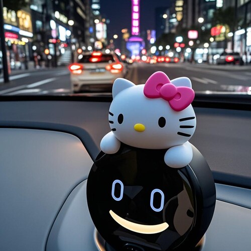 nomi帽子hellokitty猫可爱糯米车内摆件仪表台中控机器人装饰