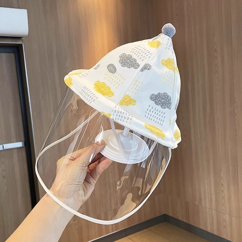 婴儿防护帽子防飞沫面罩小月龄宝宝防护帽新生儿隔离帽渔夫帽防风