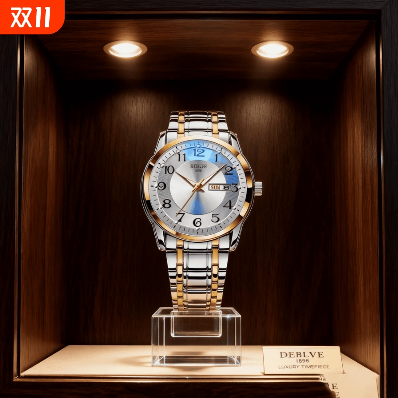 男款手表防水石英腕表高级感男士全自动非机械表正品名牌钢带商务
