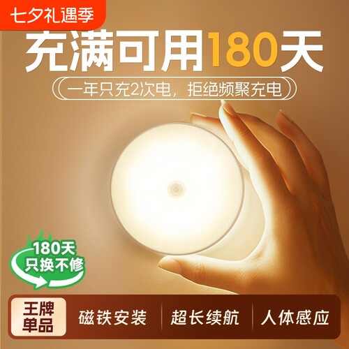 超长续航自动人来即亮起夜灯