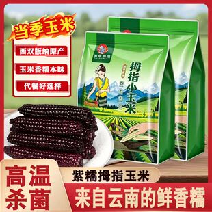 新货西双版纳香糯拇指小玉米新鲜手指嫩紫糯玉米真空黏玉米棒特产