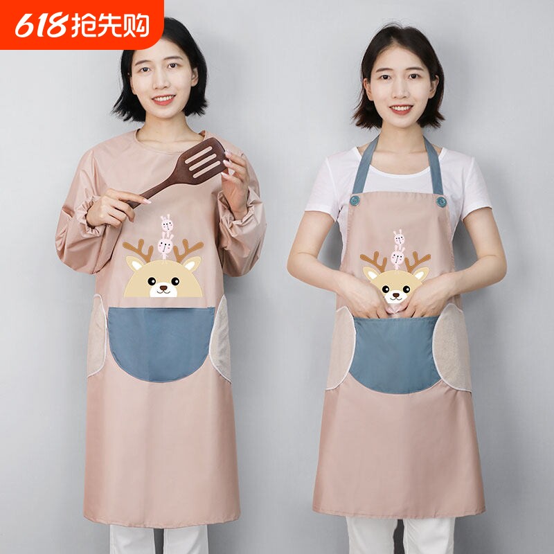 长袖围裙女家用厨房防水防油餐饮制服2026新款网红罩衣围腰秋冬