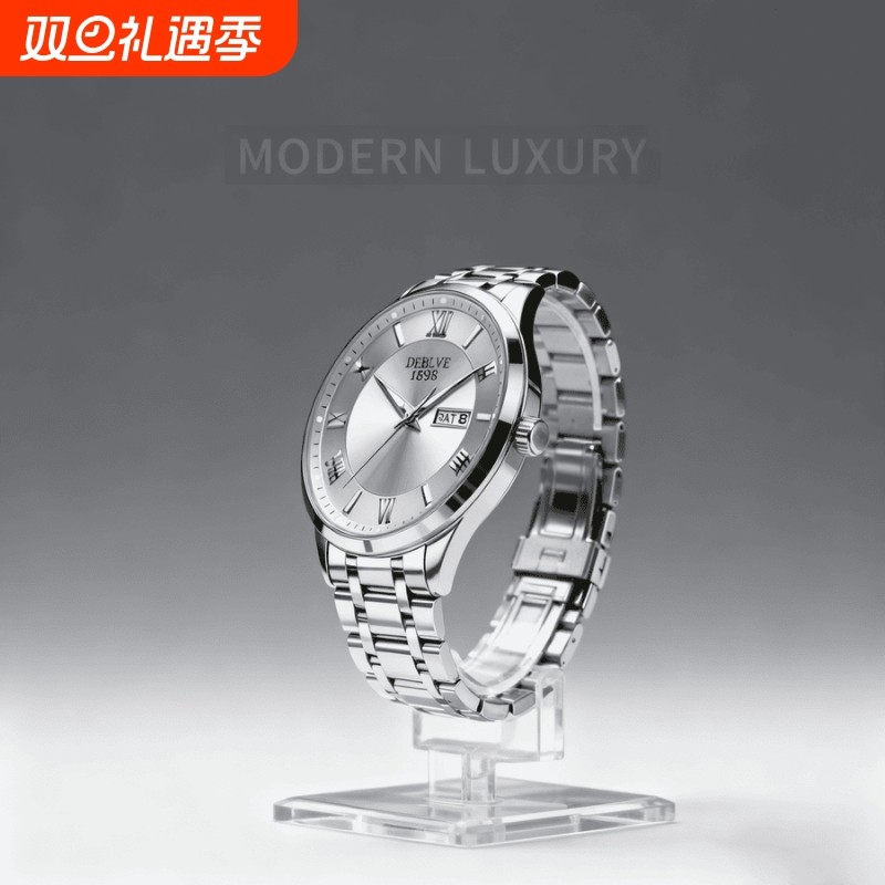 全自动男表手表男款机械风全自动防水数字双日历防水腕表男高级感