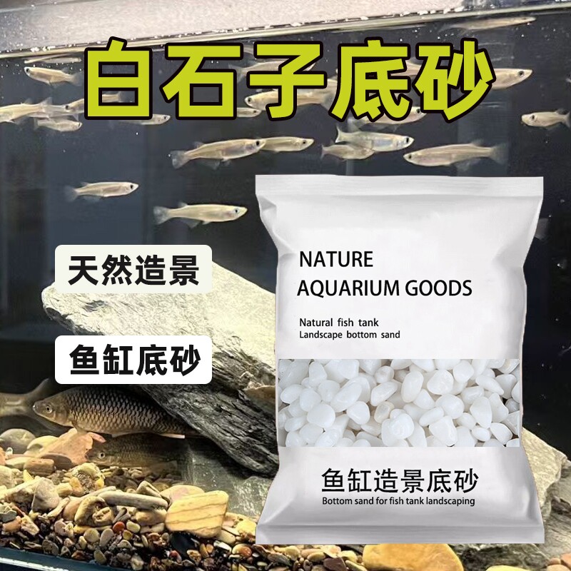 白色石子鱼缸造景底砂白石子鹅卵石雨花石养鱼养龟鱼缸铺底底砂