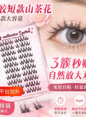 免胶短款山茶花升级款大容量素颜假睫毛女自然仿真狐系2025眼睫毛