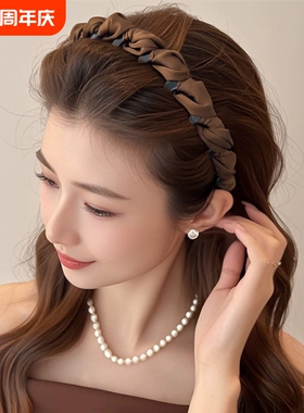 夏天高颅顶发箍女款日常外戴头箍压发发卡头饰防滑带齿高端女白色