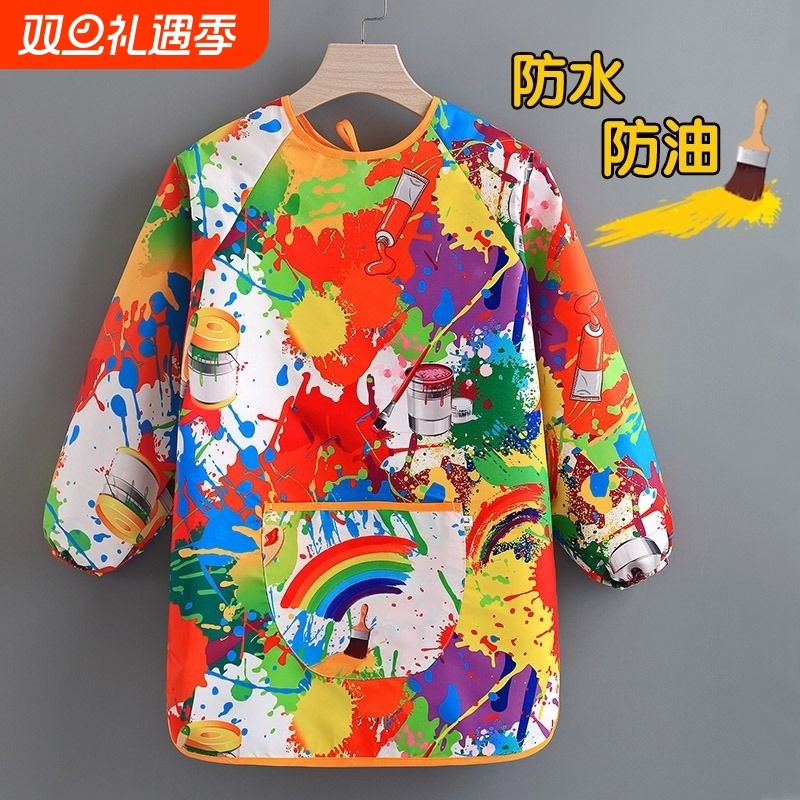 防水儿童罩衣宝宝防脏围兜小孩吃饭幼儿园绘画专用美术画画衣口水