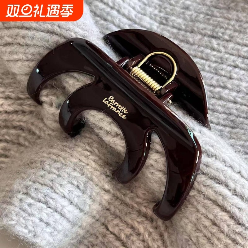 咖色南瓜抓夹高级感简约百搭女后脑勺盘发扎头发气质优雅头饰