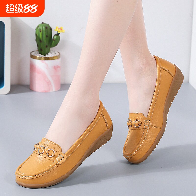 意尔康心选豆豆鞋女2026舒适透气夏女鞋软底单鞋中老年四季妈妈鞋