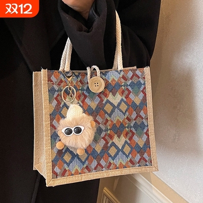 小众高级感防水麻布手提包秋冬季