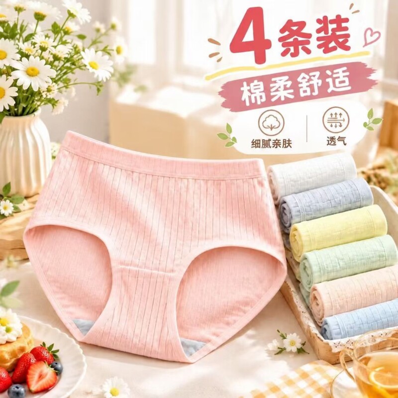 惜影女士纯棉内裤柔软抗菌少女风高颜值三角内裤星期裤日抛免换洗