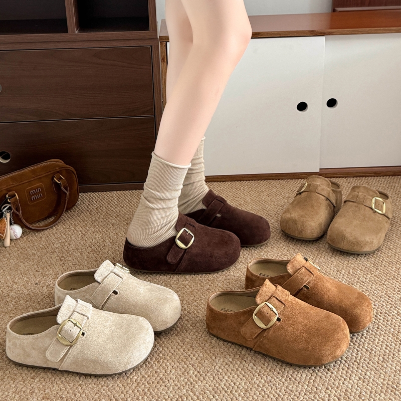 厚底加绒勃肯鞋女鞋2025冬季新款一脚蹬毛毛棉鞋雪地靴女鞋子平底