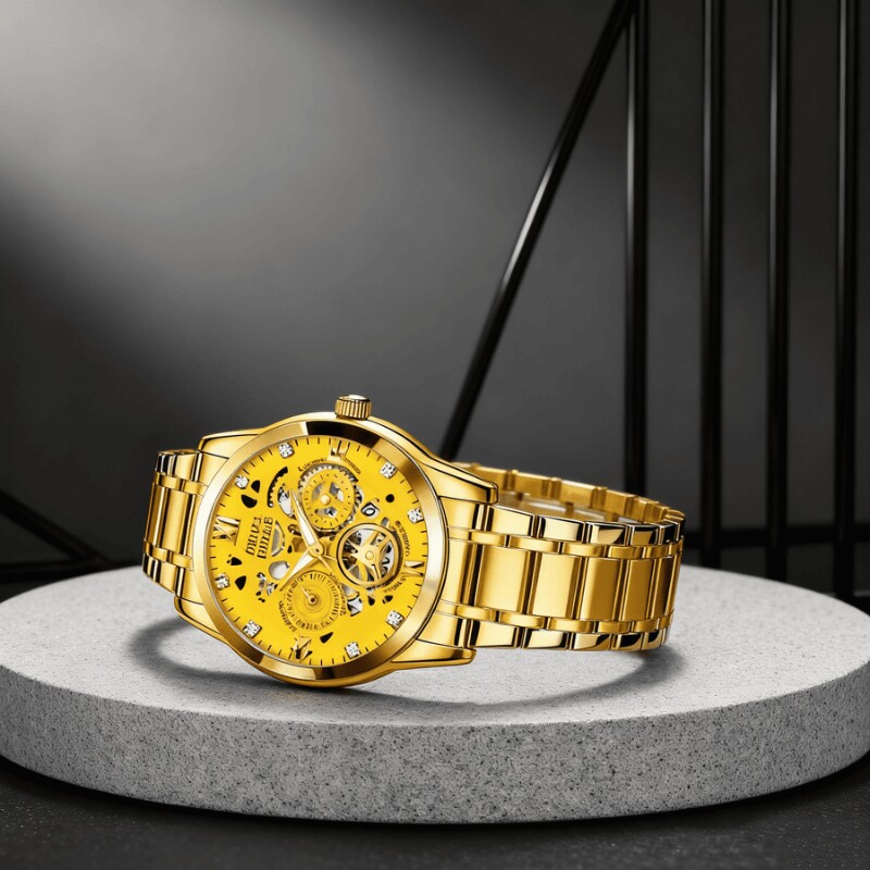 正品瑞士全自动非机械表手表男士学生韩版时尚潮双日历防水表夜光