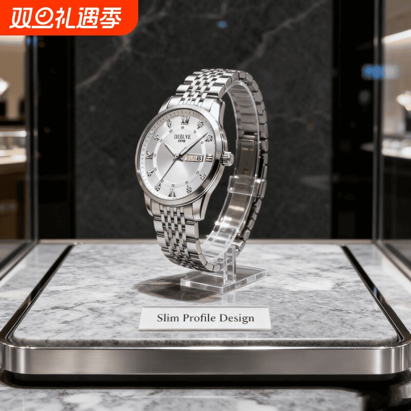 手表男款机械风全自动防水高级感全自动男表数字双日历防水腕表男