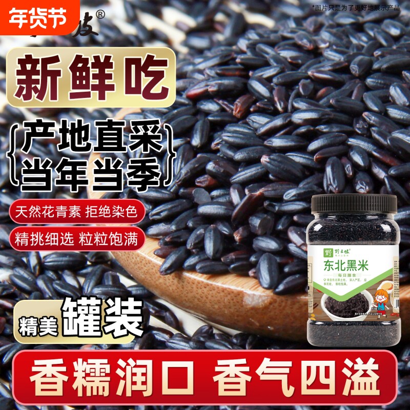 东北黑米新米杂粮香米优质五谷杂粮糙米饭非紫米糯米5斤当季黑豆