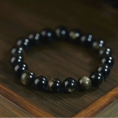 天然金曜石黑曜石手串男女款