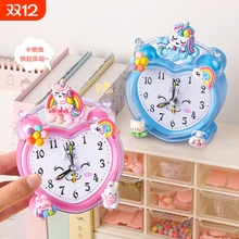 闹钟学生儿童女孩小闹铃卡通男可爱起床时钟叫醒简单实用蓝色客厅