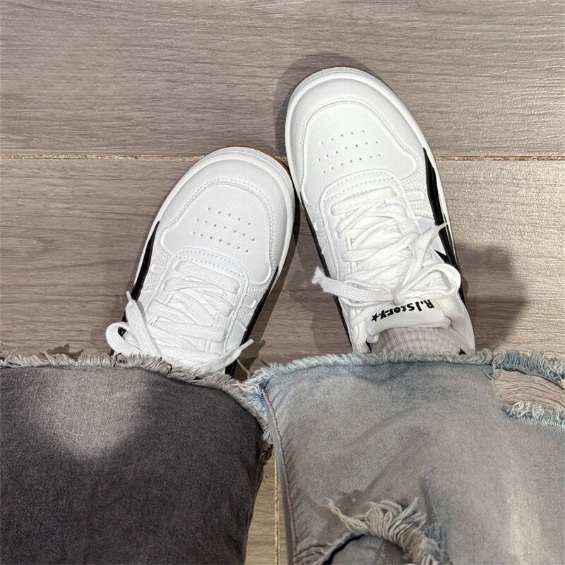 厚底板鞋男女同款2026秋季新款港风小众百搭休闲透气小白鞋子白色