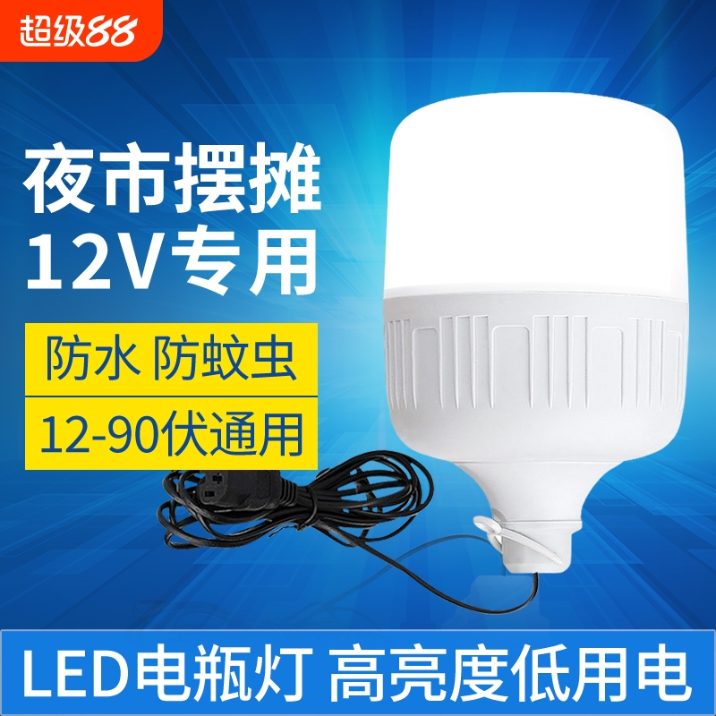 12vled灯摆摊灯夜市灯电动车电瓶灯24伏36V48V60V90V低压直流灯