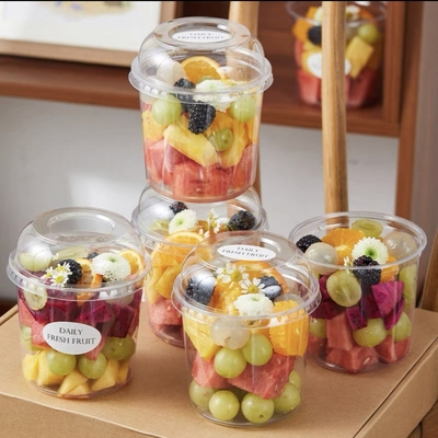 一次性水果盒打包盒甜品水果捞桶杯子食品级干果盒冰粉专用透明碗