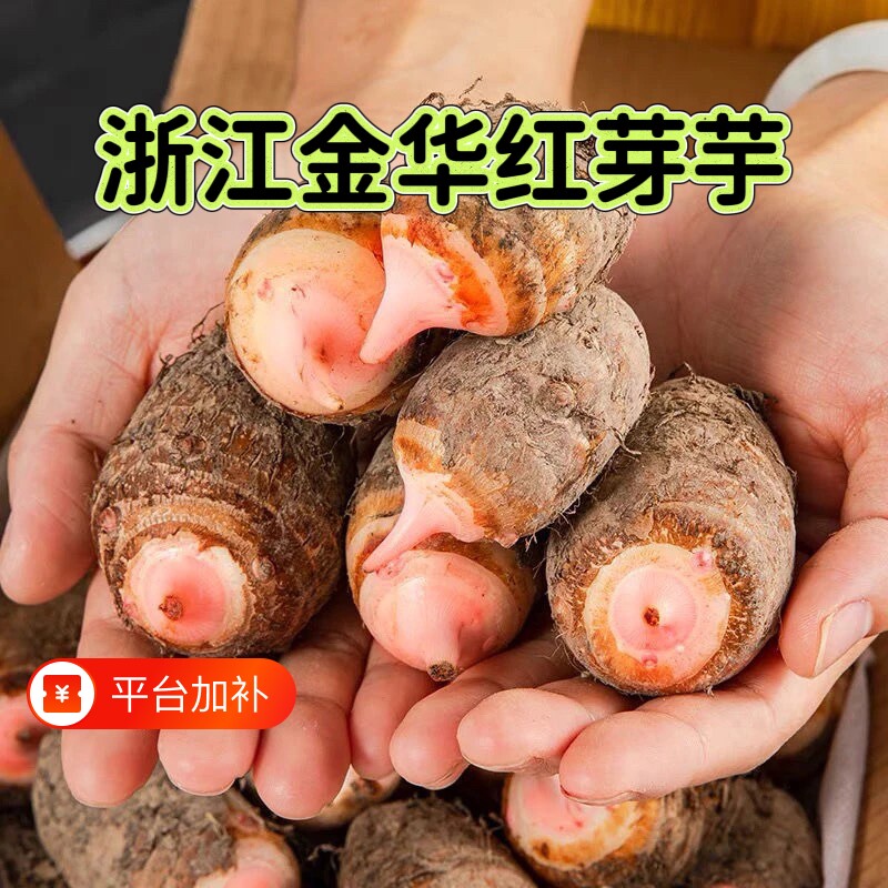 浙江金华新鲜红芽芋艿现挖毛芋小芋头红梗芋子农家自种9/5/3/1斤